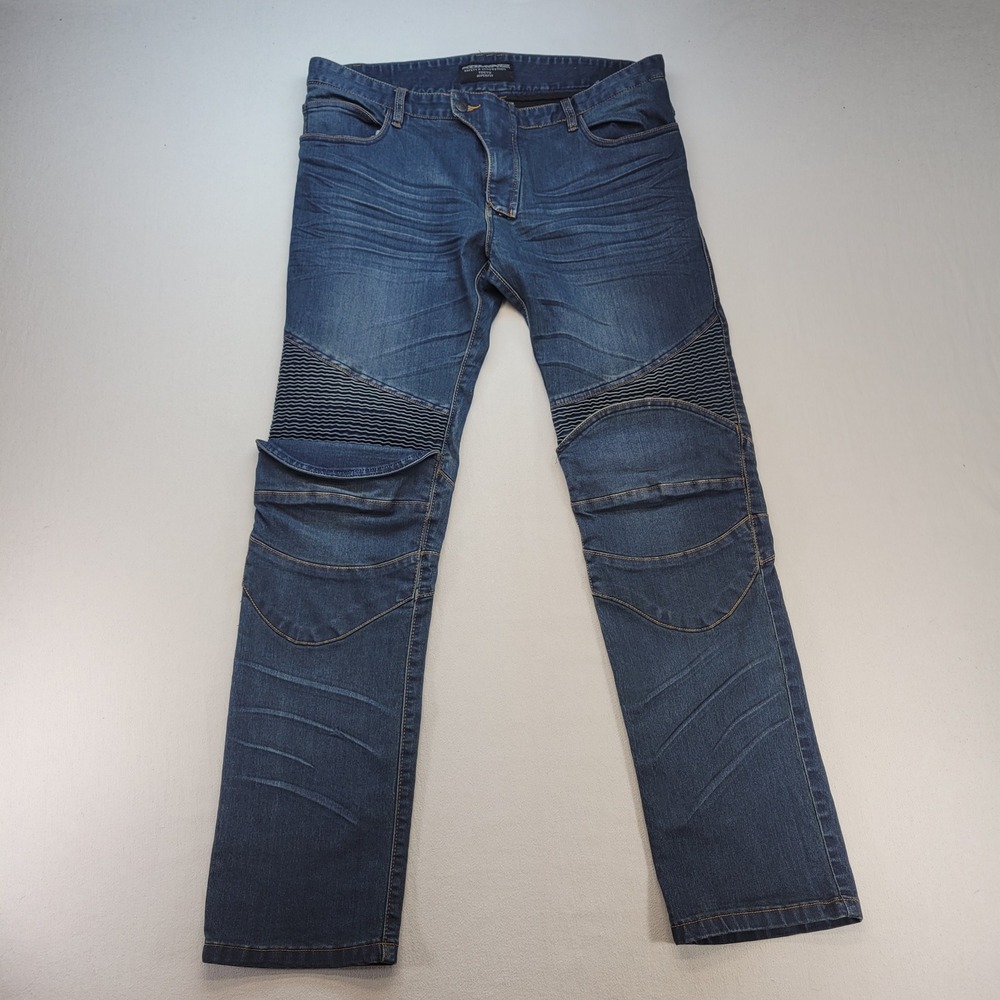 Komine Motorcycle Jeans Mens 2XL 36x32 Blue Superfit Safety Innovation Tokyo